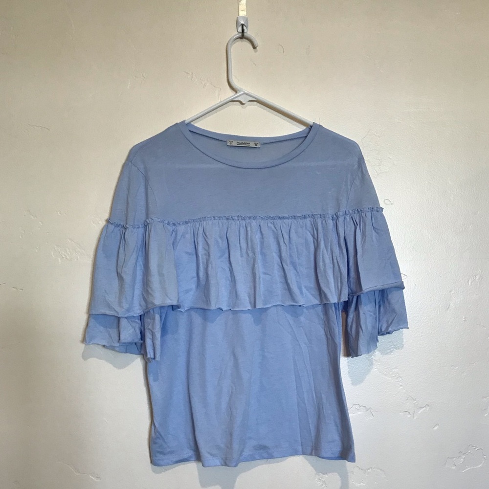 Light blue flouncy top